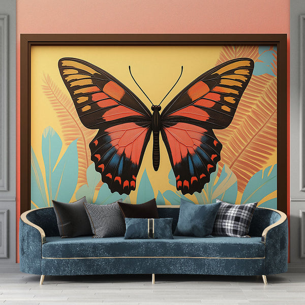Vibrant Butterfly Wallpaper on Tropical Background