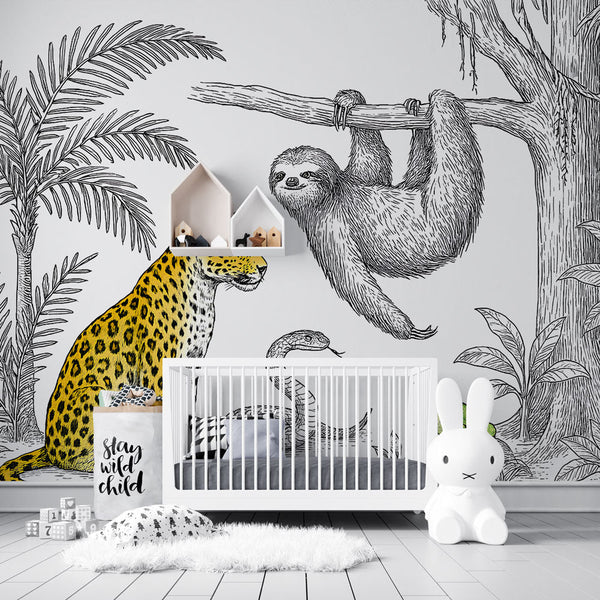 Jungle Animal Wallpaper | Tropical Animals and Lush Foliage