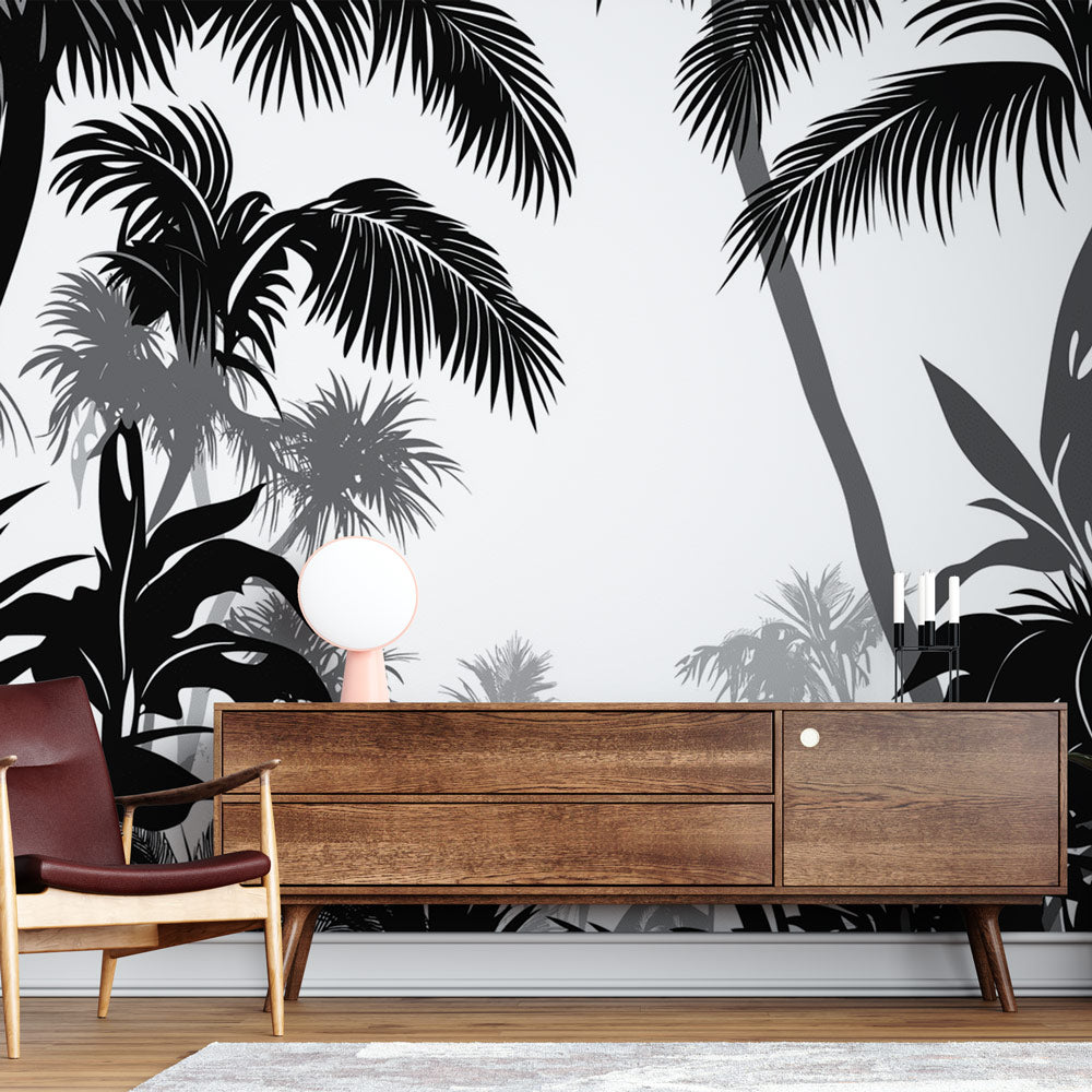 Monochrome Jungle Wallpaper | Black & White Palms
