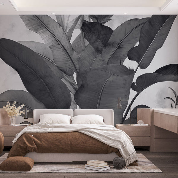Black White Tropical Jungle Wallpaper | Mural