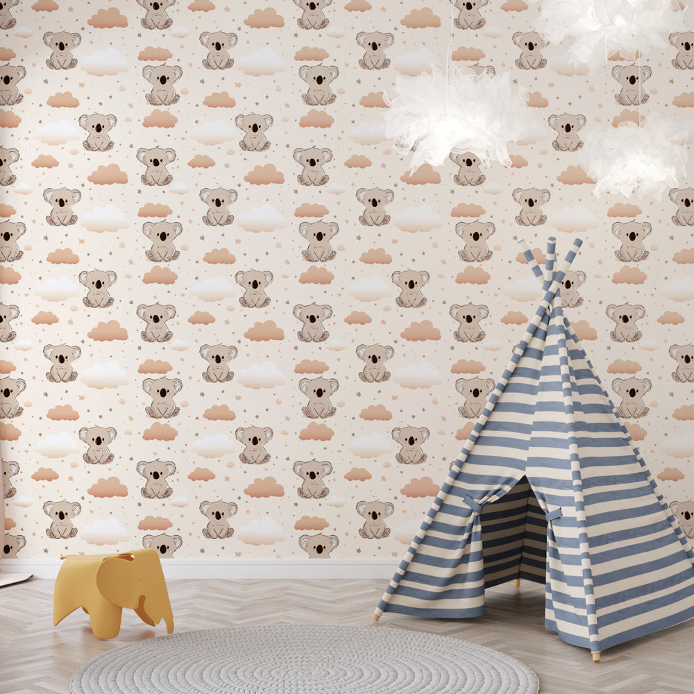 Koala Wallpaper | Playful Koalas on a Cloudy Backdrop