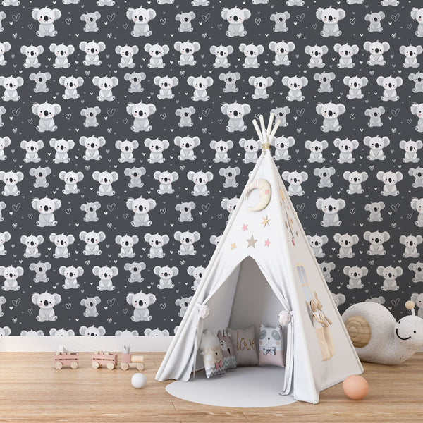 Koala Wallpaper | Fun Kawaii Koalas on Soft Gray