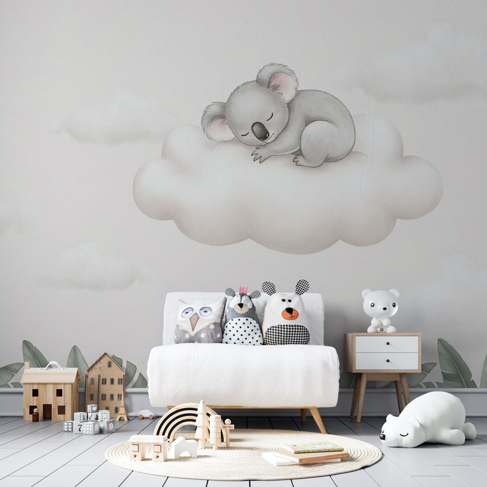 Koala on a Cloud Wallpaper | Soft Nursery Wall Mural