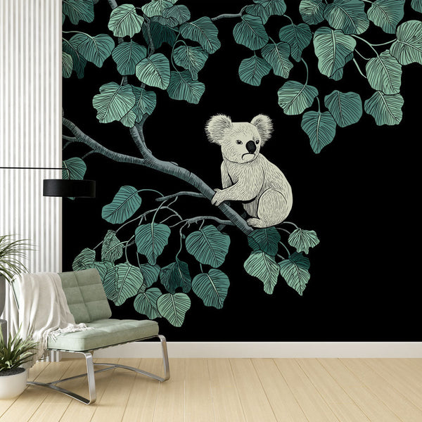 Koala Wallpaper | Adorable Koala Framed by Elegant Green Leaves