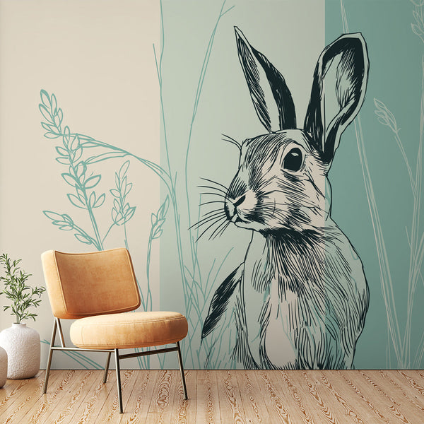 Rabbit Wallpaper | Elegant Hare Among Delicate Grasses