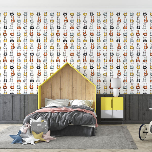 Rabbit Wallpaper | Playful Colorful Bunnies Wall Mural