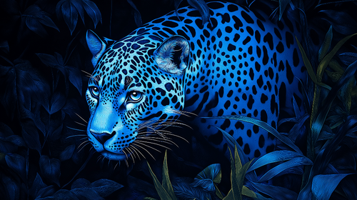 Blue Leopard Wallpaper | Artistic Design in Dark Jungle