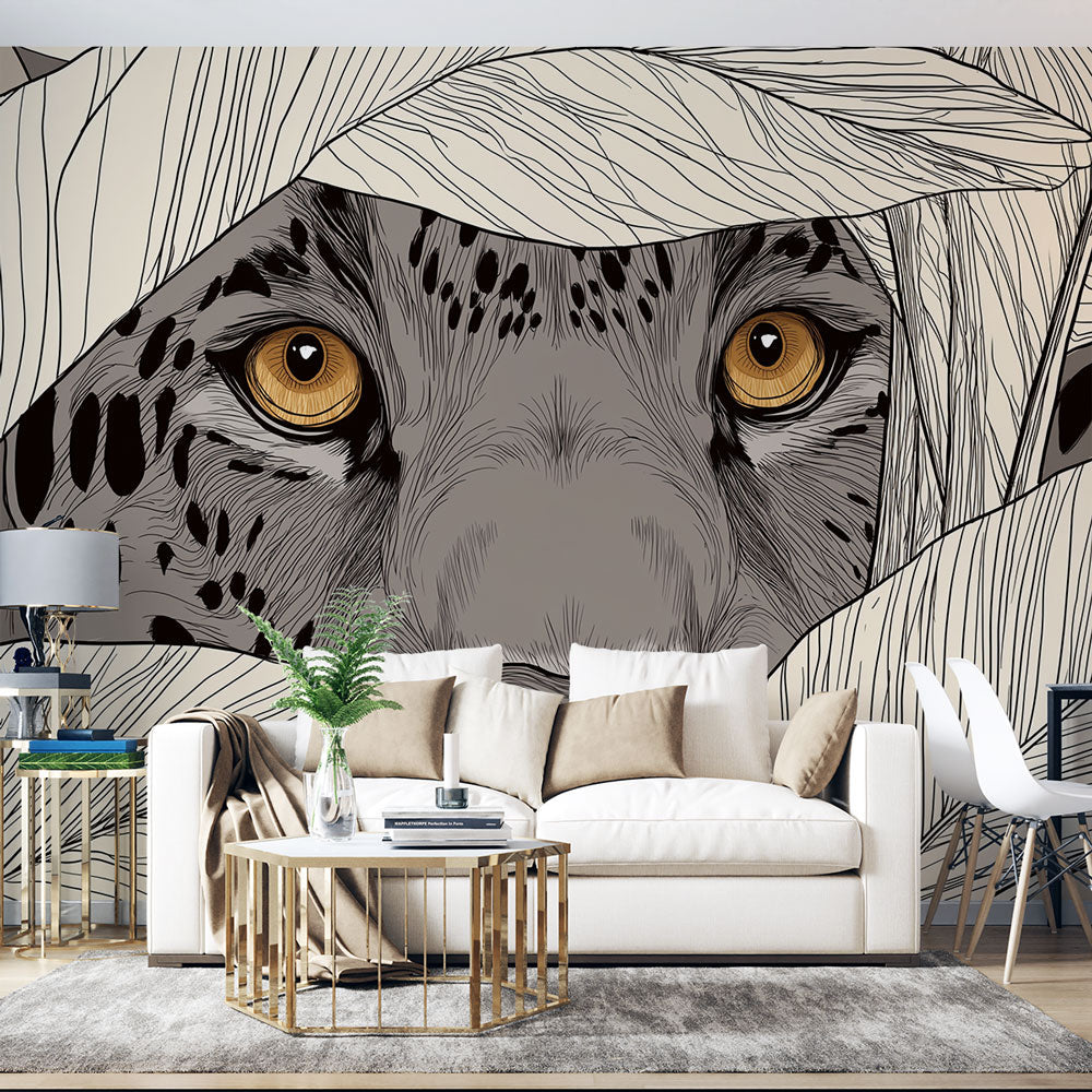 Hidden Leopard Wallpaper | Leopard Face Among Fine Leaves