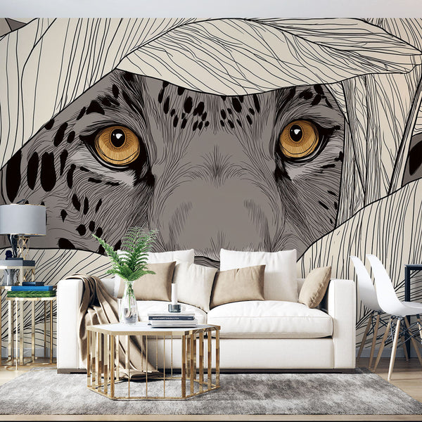 Hidden Leopard Wallpaper | Leopard Face Among Fine Leaves