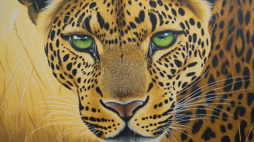 Close-Up Leopard Wallpaper with Striking Green Eyes