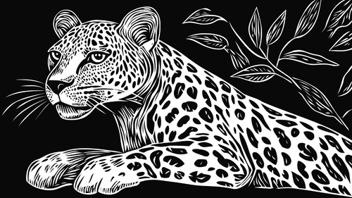 Artistic Leopard Wallpaper Illustration on Black Background