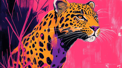 Artistic Leopard Wallpaper Vibrant on Pink Background