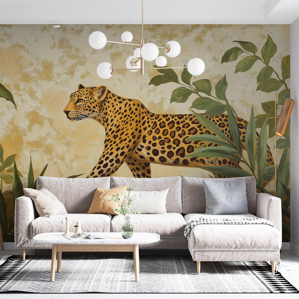 Leopard Wallpaper | Majestic Cat Among Lush Foliage Wall Mural