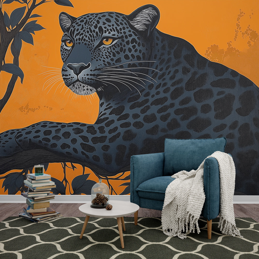 Leopard Wallpaper | Majestic Black Leopard Orange