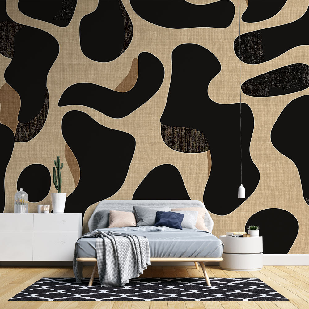 Leopard Wallpaper | Black and Beige Animal Print Wall Mural