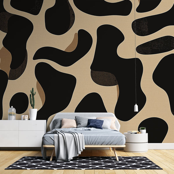 Leopard Wallpaper | Black and Beige Animal Print Wall Mural