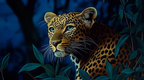 Artistic Leopard Wallpaper | Nocturnal Jungle Portrait