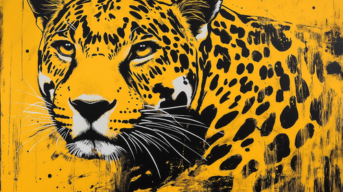 Artistic Leopard Portrait Wallpaper on Vivid Yellow Background