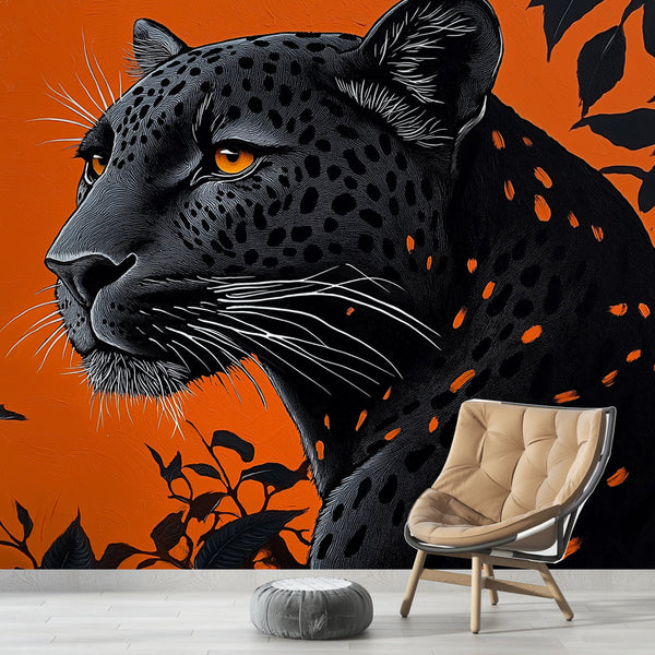 Leopard Wallpaper | Majestic Profile on Bold Orange