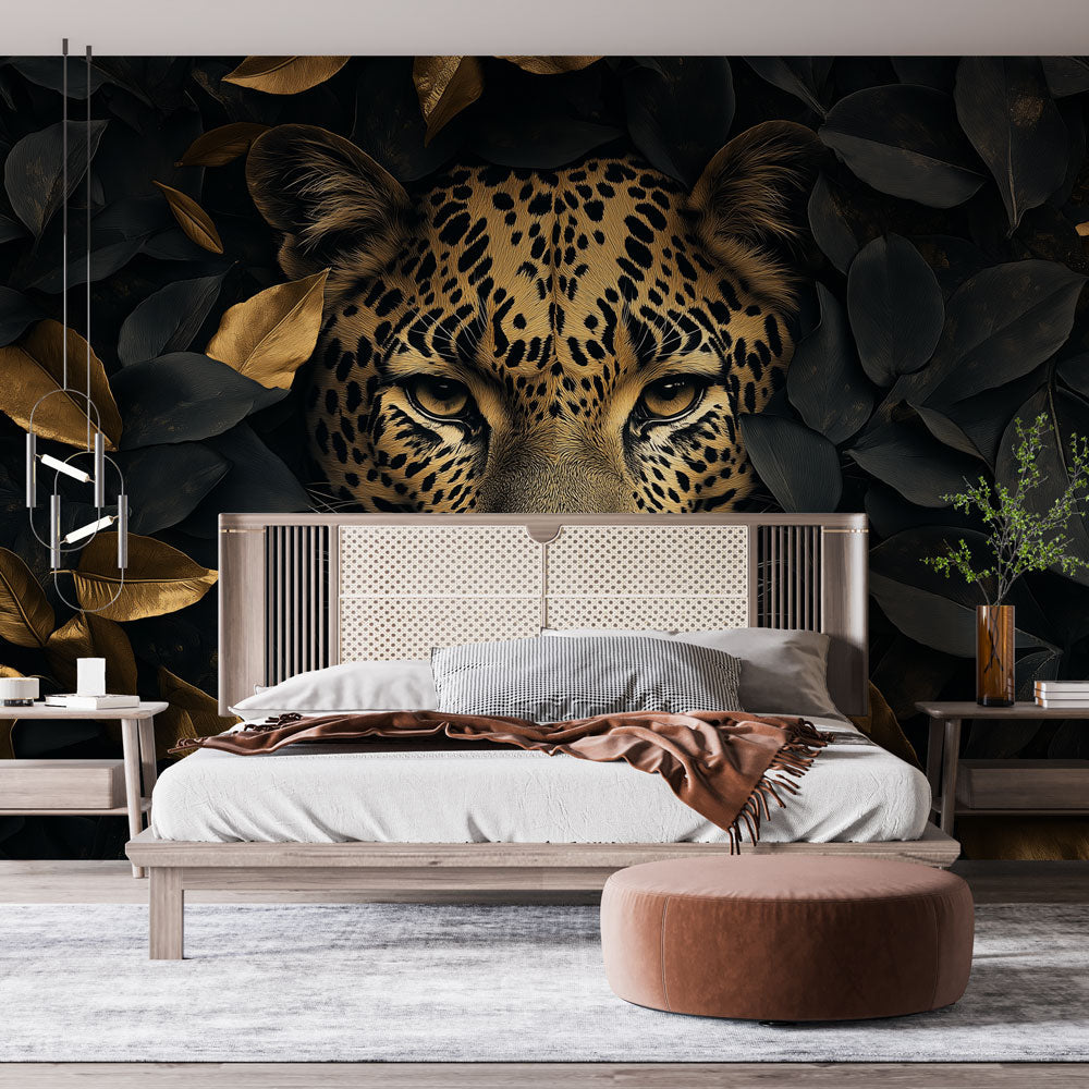 Leopard Wallpaper | Black and Gold Foliage Emergence