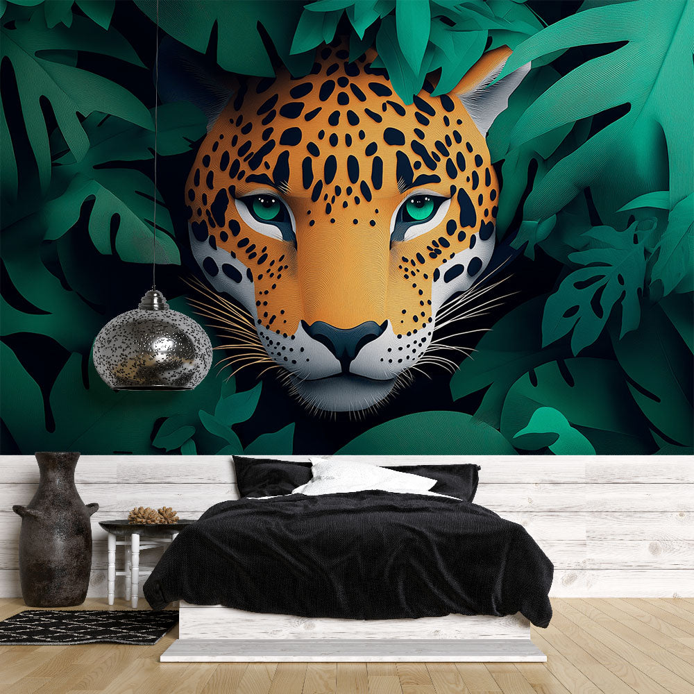 Majestic Leopard Wallpaper Emerging from the Jungle