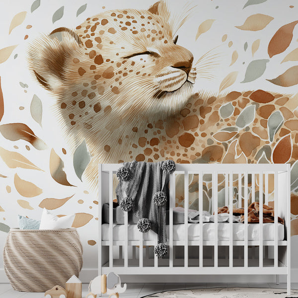 Leopard Wallpaper | Calm Leopard Among Colorful Leaves