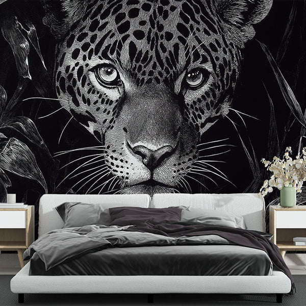 Leopard Wallpaper | Majestic Leopard Face Among Dense Foliage