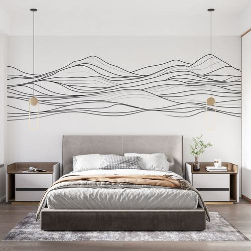 Abstract lines wallpaper with minimalist design in black and white