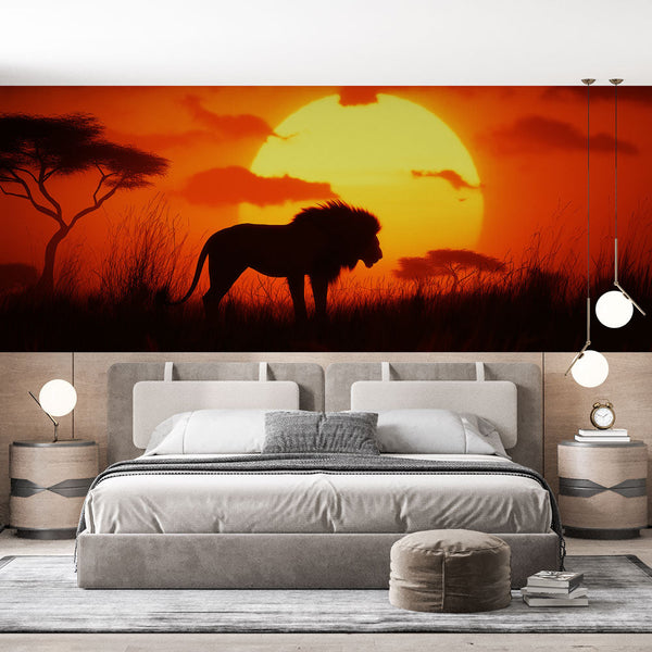 Lion at Sunset Wallpaper | Majestic Silhouette on Sky