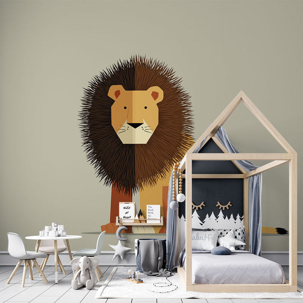 Minimalist Lion Wallpaper | Soft Stylized Lion in Warm Tones