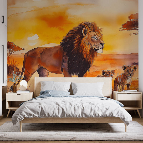 Lion Wallpaper | Wild Landscape at Sunset