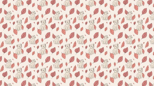 Bear Cub Wallpaper | Cubs Among Soft Pink Leaves