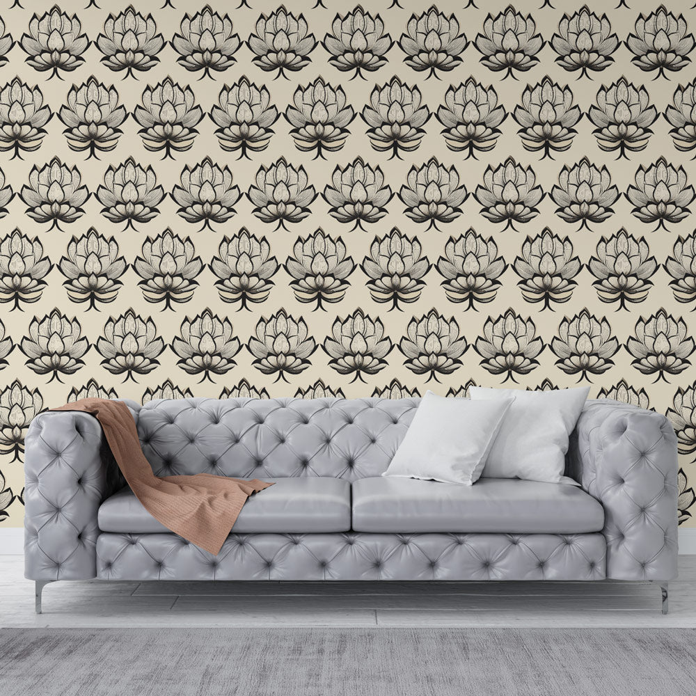 Lotus Wallpaper | Black and White Lotus Flowers