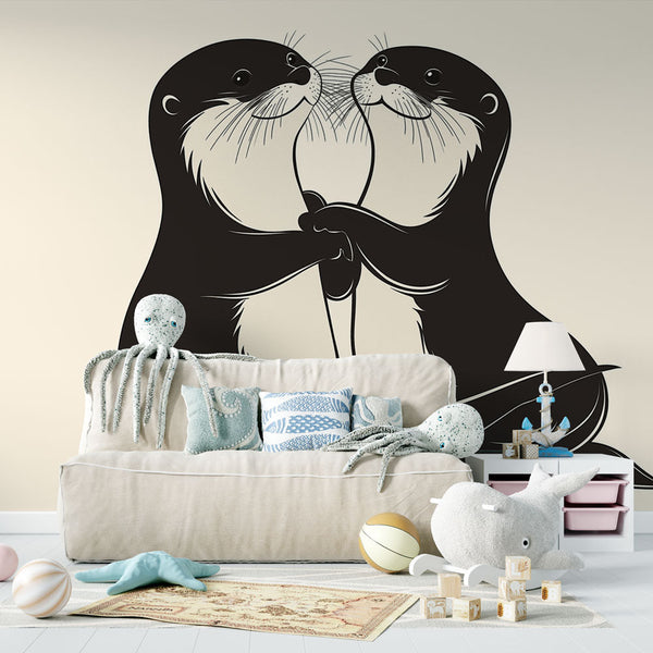 Otter Wallpaper | Playful Design of Intertwined Otters
