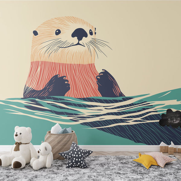 Otter Wallpaper | Artistic Otter Lounging in Water