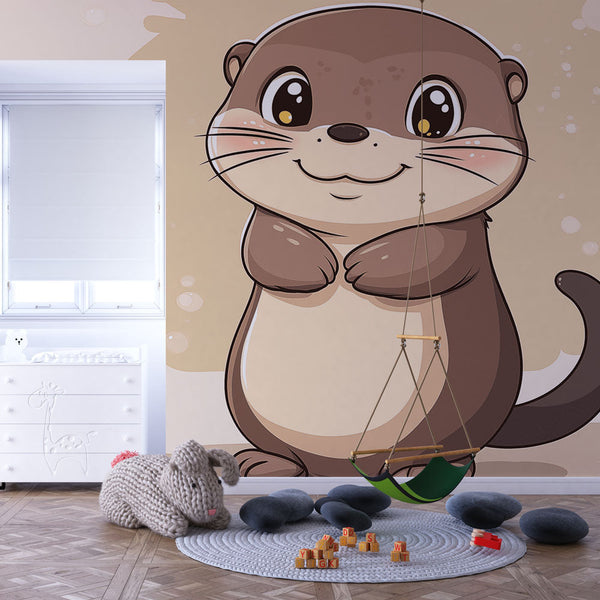 Otter Wallpaper | Cute Smiling Otter Illustration