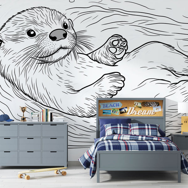 Otter Wallpaper | Floating Otter Coloring Design