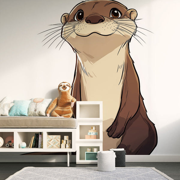Cute Otter Wallpaper | Charming Smiling Otter Illustration