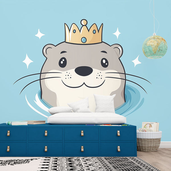 Royal Otter Wallpaper | Cute Crowned Otter Illustration