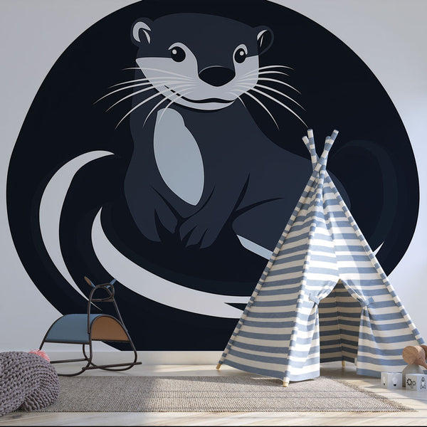 Otter Wallpaper | Stylized Otter on Contrasting Background
