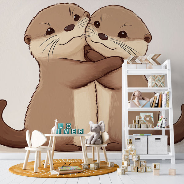 Otter Wallpaper | Sweet Otters Embracing Tenderly