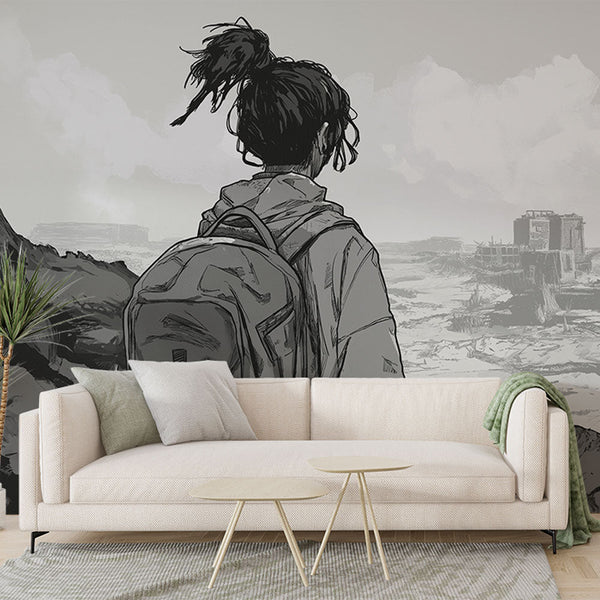 Desert Horizon Manga Wallpaper | B&W Wall Mural