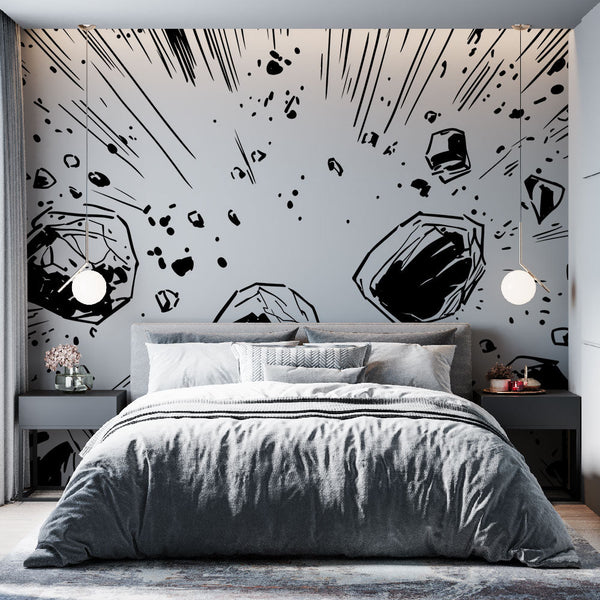 Manga Wallpaper | Dynamic Impact Pattern in Mono