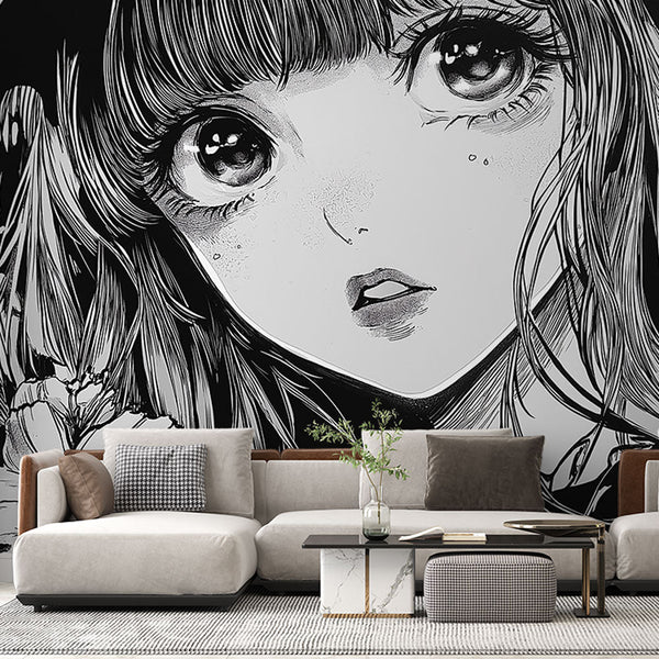 Manga Wallpaper | Artistic Portrait in Black and White