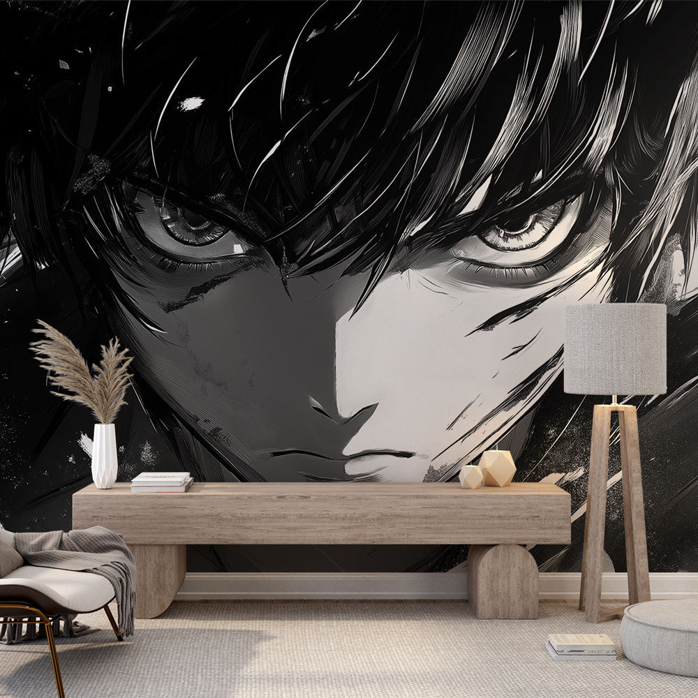 Manga Wallpaper | Expressive Black and White Portrait