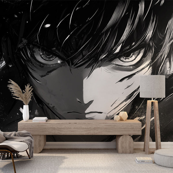 Manga Wallpaper | Expressive Black and White Portrait