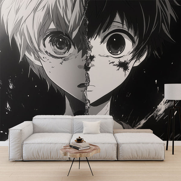 Manga Wallpaper | Contrasting Portraits in Mono