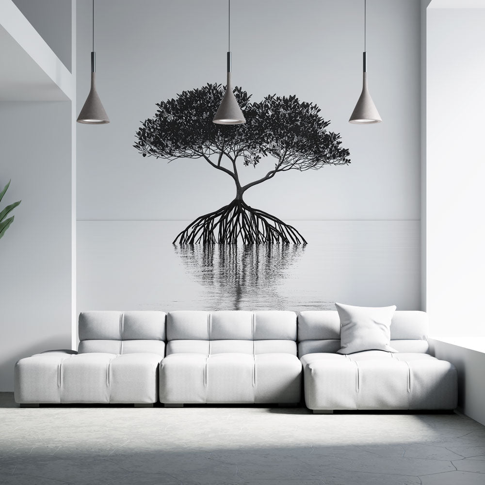 Mangrove Wallpaper | Elegant Black & White Tree Mural