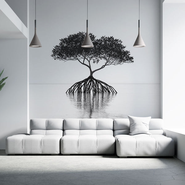 Mangrove Wallpaper | Elegant Black & White Tree Mural