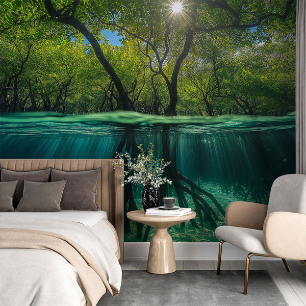 Mangrove Wallpaper | Illuminated Underwater Dive Mural